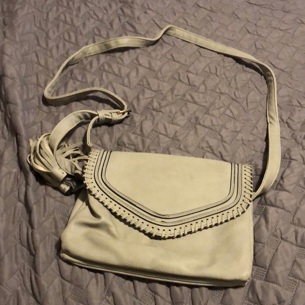 Small gray cross body purse